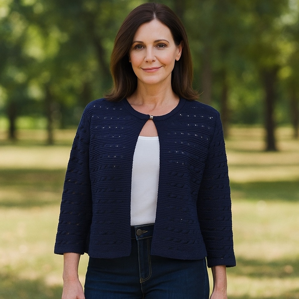 Cyrus blue knit cardigan sweater